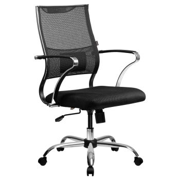 Кресло оператора Метта ErgoLife Sit Air M3-290K, ткань-сетка черная, механизм качания, хром Кресло оператора Метта ErgoLife Sit Air M3-290K, ткань-сетка черная, механизм качания, хром