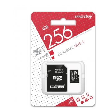 Карта памяти SmartBuy MicroSDXC 256GB UHS-1, Class 10, скорость чтения 90Мб/сек (с адаптером SD) Карта памяти SmartBuy MicroSDXC 256GB UHS-1, Class 10, скорость чтения 90Мб/сек (с адаптером SD)