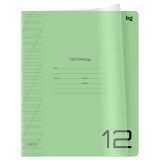 Тетрадь 12л., косая линия BG "UniTone. Green", пластиковая прозрачная обложка
