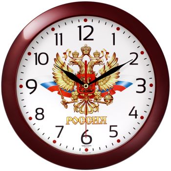 Часы настенные ход плавный, Troyka 11131176, круглые, 29*29*3,5, бордовая рамка Часы настенные ход плавный, Troyka 11131176, круглые, 29*29*3,5, бордовая рамка