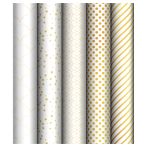 Упаковочная бумага глянц. 70*100см, MESHU "Pattern on white", 80г/м2, ассорти 5 дизайнов