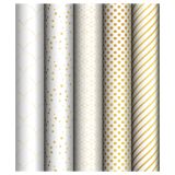 Упаковочная бумага глянц. 70*100см, MESHU "Pattern on white", 80г/м2, ассорти 5 дизайнов