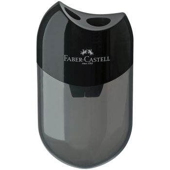 Точилка пластиковая Faber-Castell 2 отверстия, контейнер, черная Точилка пластиковая Faber-Castell 2 отверстия, контейнер, черная