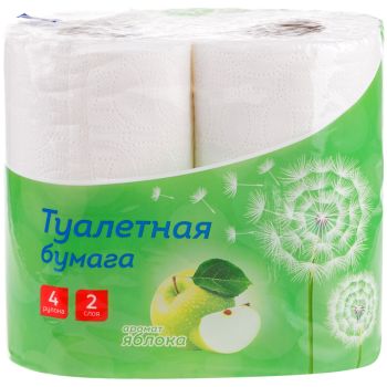 Бумага туалетная OfficeClean 2-слойная, 4шт., тиснение, белая, яблоко Бумага туалетная OfficeClean 2-слойная, 4шт., тиснение, белая, яблоко