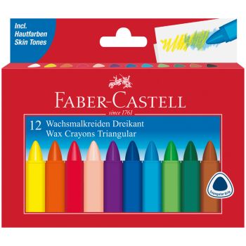 Мелки восковые Faber-Castell, 12цв., трехгранные, картон. упаковка Мелки восковые Faber-Castell, 12цв., трехгранные, картон. упаковка