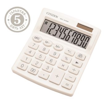 Калькулятор настольный Citizen SDC-810NR-WH, 10 разрядов, двойное питание, 102*124*25мм, белый Калькулятор настольный Citizen SDC-810NR-WH, 10 разрядов, двойное питание, 102*124*25мм, белый