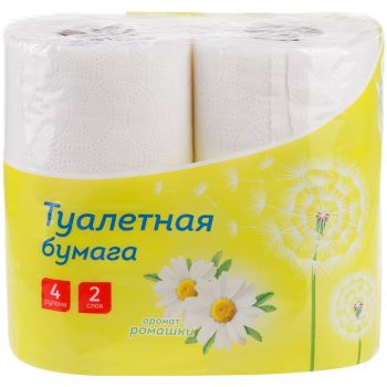 Бумага туалетная OfficeClean 2-слойная, 4шт., тиснение, белая, ромашка Бумага туалетная OfficeClean 2-слойная, 4шт., тиснение, белая, ромашка