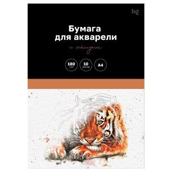 Папка для акварели, с эскизом, 10л., А4 BG Папка для акварели, с эскизом, 10л., А4 BG