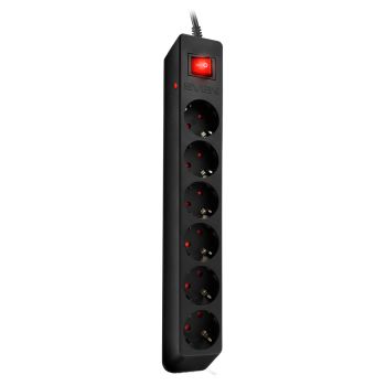 Сетевой фильтр Sven Optima 6 розеток с защитными шторками 3м, черный