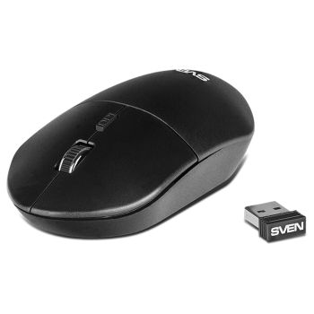 Мышь беспроводная Sven RX-515SW, бесшумная работа кнопок, черный, 3btn+Roll Мышь беспроводная Sven RX-515SW, бесшумная работа кнопок, черный, 3btn+Roll