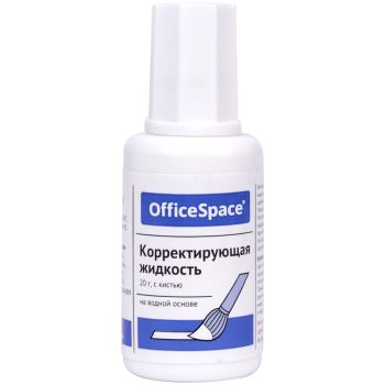 Корректирующая жидкость OfficeSpace, 20мл, водная, с кистью Корректирующая жидкость OfficeSpace, 20мл, водная, с кистью