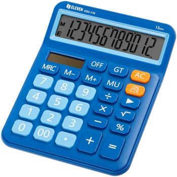 Калькулятор настольный Eleven CDC-110-BL, 12 разрядов, двойное питание, 125*160*28мм, синий Калькулятор настольный Eleven CDC-110-BL, 12 разрядов, двойное питание, 125*160*28мм, синий