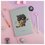 Ежедневник недатированный, А5, 136л., кожзам, MESHU "Сat melody", тон. блок, карман на молнии с брелком, закладка-ляссе