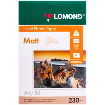 Фотобумага А4 для стр. принтеров Lomond, 230г/м2 (50л) матовая односторонняя Фотобумага А4 для стр. принтеров Lomond, 230г/м2 (50л) матовая односторонняя