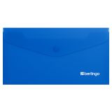 Папка-конверт на кнопке Berlingo "Soft Touch", C6, 200мкм, софт-тач, синяя