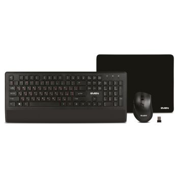 Комплект беспроводной клавиатура + мышь + коврик Sven KB-C3800W, USB, черный Комплект беспроводной клавиатура + мышь + коврик Sven KB-C3800W, USB, черный