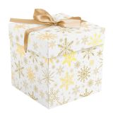 Коробка складная подарочная MESHU "Snowflake", (15*15*15см), с лентой, отд фольгой