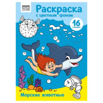 Раскраска с цв. фоном А4, 16 стр., ТРИ СОВЫ Раскраска с цв. фоном А4, 16 стр., ТРИ СОВЫ