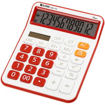 Калькулятор настольный Eleven CDC-110-WH/RD, 12 разрядов, двойное питание, 125*160*28мм, красно-белый Калькулятор настольный Eleven CDC-110-WH/RD, 12 разрядов, двойное питание, 125*160*28мм, красно-белый