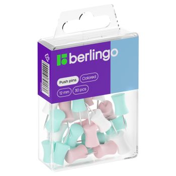 Кнопки силовые Berlingo, 30шт., ассорти, пласт. упак., европодвес Кнопки силовые Berlingo, 30шт., ассорти, пласт. упак., европодвес