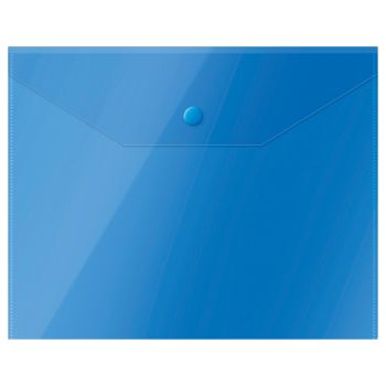 Папка-конверт на кнопке СТАММ А5 (190*240мм), 150мкм, пластик, прозрачная, синяя Папка-конверт на кнопке СТАММ А5 (190*240мм), 150мкм, пластик, прозрачная, синяя