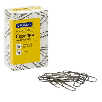 Скрепки 50мм, OfficeSpace, 50шт., карт. упаковка Скрепки 50мм, OfficeSpace, 50шт., карт. упаковка