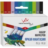 Набор маркеров для творчества Vista-Artista "Style" 12цв., Яркая фантазия, пулевидный/скошенный, 0,7мм/1-7мм