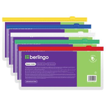 Папка-конверт на молнии Berlingo 255*130мм, 150мкм, прозрачная, ассорти, для ж/д и авиа билетов Папка-конверт на молнии Berlingo 255*130мм, 150мкм, прозрачная, ассорти, для ж/д и авиа билетов
