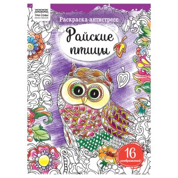 Раскраска А4, 16 стр., ТРИ СОВЫ Раскраска А4, 16 стр., ТРИ СОВЫ