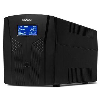 Источник бесперебойного питания Sven PRO 1500, 3 розетки, 1500ВA, 900Вт, LCD дисплей, черный Источник бесперебойного питания Sven PRO 1500, 3 розетки, 1500ВA, 900Вт, LCD дисплей, черный