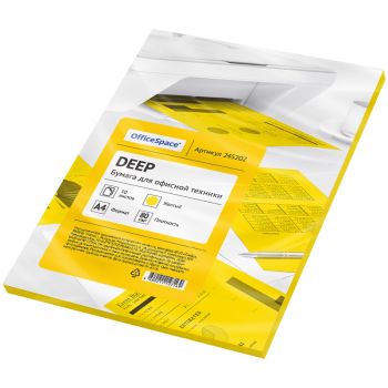 Бумага цветная OfficeSpace deep А4, 80г/м2, 50л. (желтый) Бумага цветная OfficeSpace deep А4, 80г/м2, 50л. (желтый)