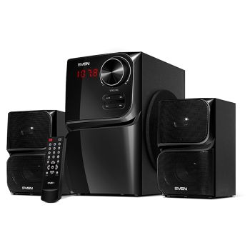 Колонки Sven MS-305, 2*10W+Subwoofer 20W, Bluetooth, FM, LED-дисплей, пульт, USB, SD, черный Колонки Sven MS-305, 2*10W+Subwoofer 20W, Bluetooth, FM, LED-дисплей, пульт, USB, SD, черный