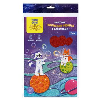Цветная пористая резина (пенка EVA) Мульти-Пульти, А4, 5л., 5цв., 2мм,с блестками, ассорти Цветная пористая резина (пенка EVA) Мульти-Пульти, А4, 5л., 5цв., 2мм,с блестками, ассорти