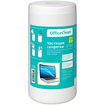 Салфетки чистящие влажные OfficeClean, для мониторов всех типов, в тубе, 100шт. Салфетки чистящие влажные OfficeClean, для мониторов всех типов, в тубе, 100шт.