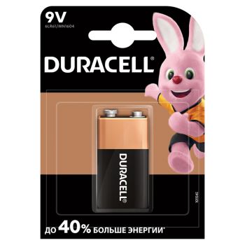 Батарейка Duracell Basic MN1604 (6LR61) 9V Крона, алкалиновая, 1BL Батарейка Duracell Basic MN1604 (6LR61) 9V Крона, алкалиновая, 1BL