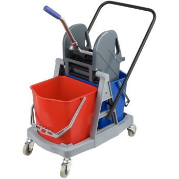 Тележка уборочная OfficeClean Professional, 2 съемных ведра 17л., механический отжим Тележка уборочная OfficeClean Professional, 2 съемных ведра 17л., механический отжим