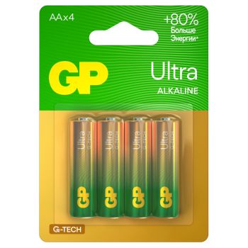 Батарейка GP Ultra G-Tech AA (LR6) 15AU алкалиновая, BC4 Батарейка GP Ultra G-Tech AA (LR6) 15AU алкалиновая, BC4