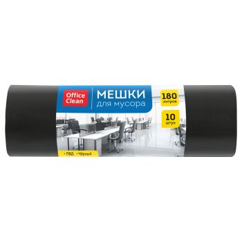 Мешки для мусора 180л OfficeClean ПВД, 90*110см, 35мкм, 10шт., черные, в рулоне Мешки для мусора 180л OfficeClean ПВД, 90*110см, 35мкм, 10шт., черные, в рулоне