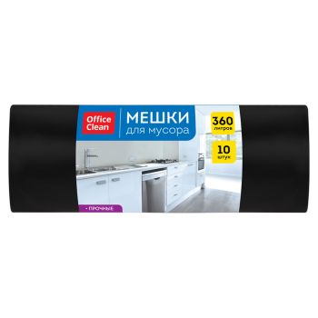 Мешки для мусора 360л OfficeClean ПВД, 110*140см, 60мкм, 10шт., прочные, черные, в рулоне Мешки для мусора 360л OfficeClean ПВД, 110*140см, 60мкм, 10шт., прочные, черные, в рулоне