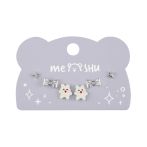 Серьги MESHU, бижутерия, серебристые, 3 пары, европодвес