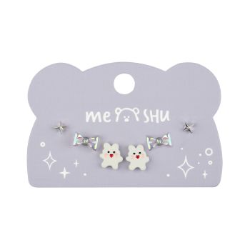 Серьги MESHU, бижутерия, серебристые, 3 пары, европодвес Серьги MESHU, бижутерия, серебристые, 3 пары, европодвес