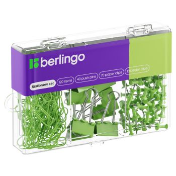 Набор мелкоофисных принадлежностей Berlingo, 120 предметов, зеленый, пластиковая упаковка Набор мелкоофисных принадлежностей Berlingo, 120 предметов, зеленый, пластиковая упаковка