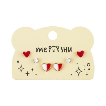 Серьги MESHU, бижутерия, красные, 3 пары, европодвес Серьги MESHU, бижутерия, красные, 3 пары, европодвес