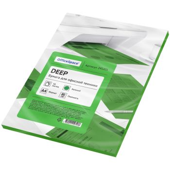Бумага цветная OfficeSpace deep А4, 80г/м2, 50л. (зеленый) Бумага цветная OfficeSpace deep А4, 80г/м2, 50л. (зеленый)