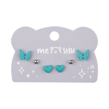 Серьги MESHU, бижутерия, голубые, 3 пары, европодвес Серьги MESHU, бижутерия, голубые, 3 пары, европодвес