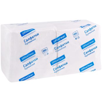 Салфетки бумажные OfficeClean Professional, 2 слойн., 33*33см, белые, 200шт. Салфетки бумажные OfficeClean Professional, 2 слойн., 33*33см, белые, 200шт.