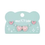 Серьги MESHU, бижутерия, розовые, 3 пары, европодвес