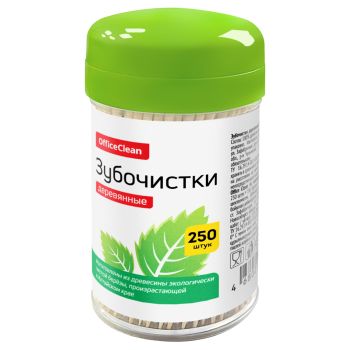 Зубочистки деревянные OfficeClean, 250шт., в баночке Зубочистки деревянные OfficeClean, 250шт., в баночке