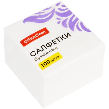 Салфетки бумажные OfficeClean, 1 слойн., 23*23см, белые, 100шт. Салфетки бумажные OfficeClean, 1 слойн., 23*23см, белые, 100шт.