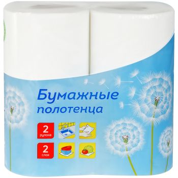 Полотенца бумажные в рулонах OfficeClean, 2-слойные, 2шт., 27,5м/рул., тиснение, белые Полотенца бумажные в рулонах OfficeClean, 2-слойные, 2шт., 27,5м/рул., тиснение, белые